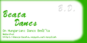 beata dancs business card